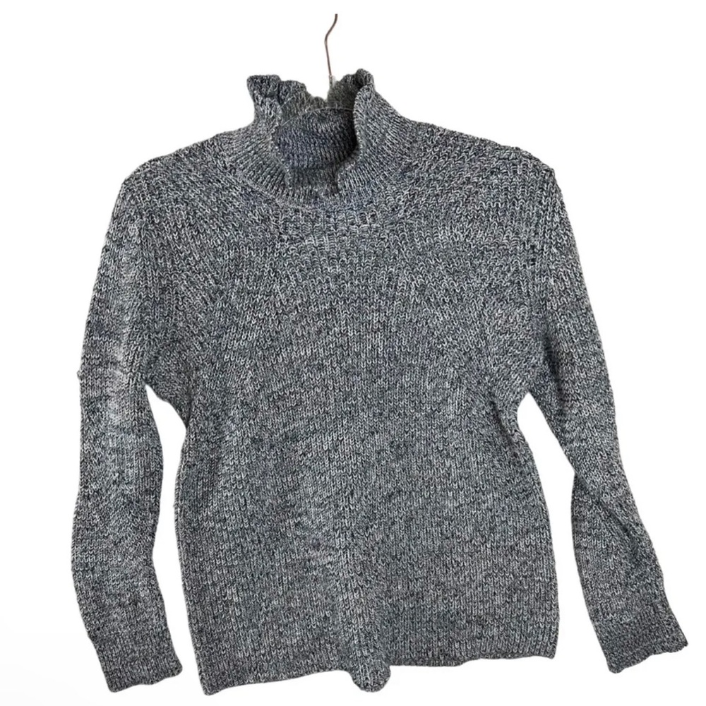 Magaschoni Women’s Cotton Cashmere Blend Sweater Gray Pink Turtleneck Sz Medium